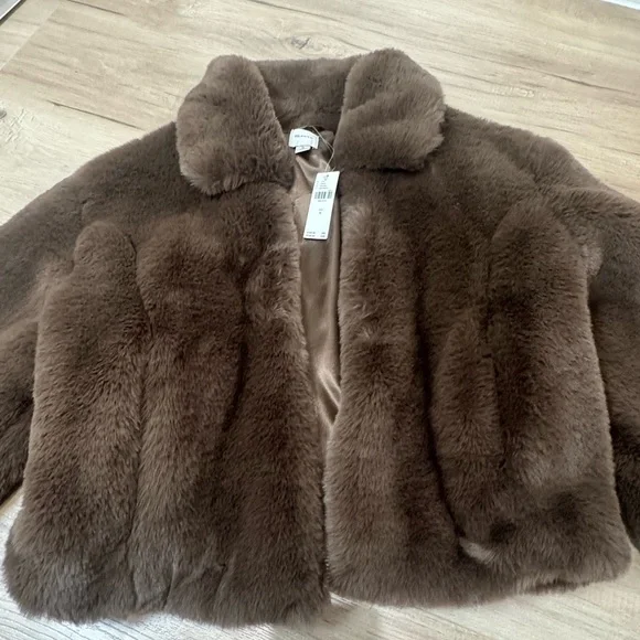 Maeve Chocolate Faux Fur Coat - Picture 2 of 9